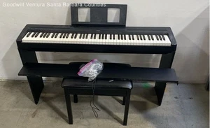 Black Yamaha P-45 88-Key Weighted Digital Piano Stand Bench & Pedal Works Read - Picture 1 of 12