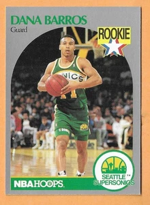 DANA BARROS SEATTLE SONICS ROOKIE #274 NBA HOOPS 1990-91 - Picture 1 of 2