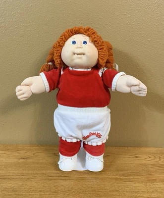 Vintage Cabbage Patch Kids Doll HM10 Girl With Red Hair In Jogging Suit Outfit - Image 1 of 3