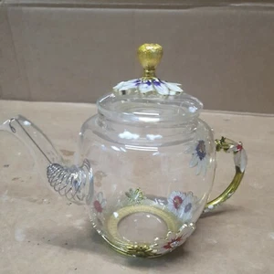Iamagie Glas Teekanne - 280 ml - Frankreich Emaille Rose Blume Blumendekor b422 - Bild 1 von 6