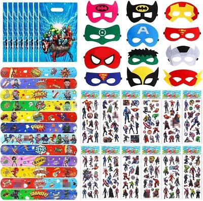 Super-Helden Geburtstag Set – Masken, Armbänder, Tüten & Tattoos Mitgebsel - Bild 1 von 4