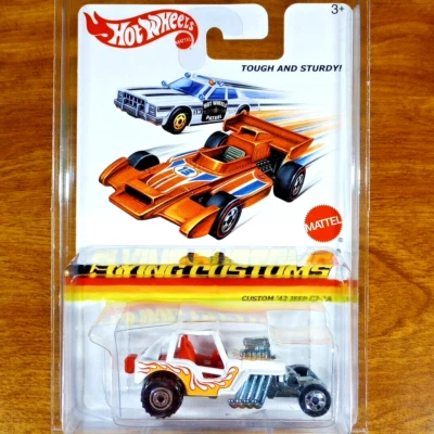 Hot Wheels Flying Customs Custom '42 Jeep CJ-2A White CT BW Blackwall 2013 - Image 1 of 3