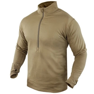 ECWCS Base II Military Generation III Zip Pullover Waffle Thermal Top Condor - Image 1 of 3