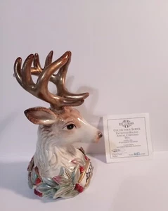 Fitz & Floyd Hand Painted Limited Edition 2002 Reindeer Bell Holly Christmas - Picture 1 of 7