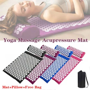 Acupressure Mat Yoga Massage Shakti Sit Lying Mats Pillow Pain Stress Pain Relax - Picture 1 of 24