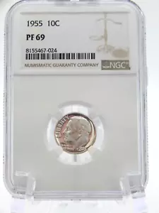 Moneda de diez centavos Silver Roosevelt 1955 NGC MS 69 (BT651) - Imagen 1 de 4