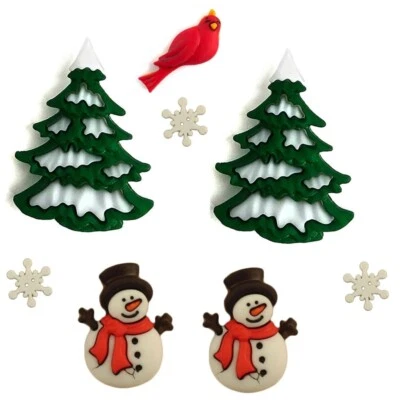 Bosque de Invierno - Botones en abundancia - Adornos de Navidad - Chatarra de costura artesanal Foto 1 de 2