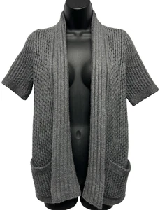 Banana Republic Women Size M Short Sleeve Open Cardigan Gray Alpaca Wool Blend - Picture 1 of 12