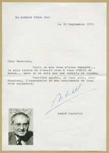André Castelot (1911-2004) - Écrivain français - Photo dédicacée + Lettre signée - Picture 1 of 3