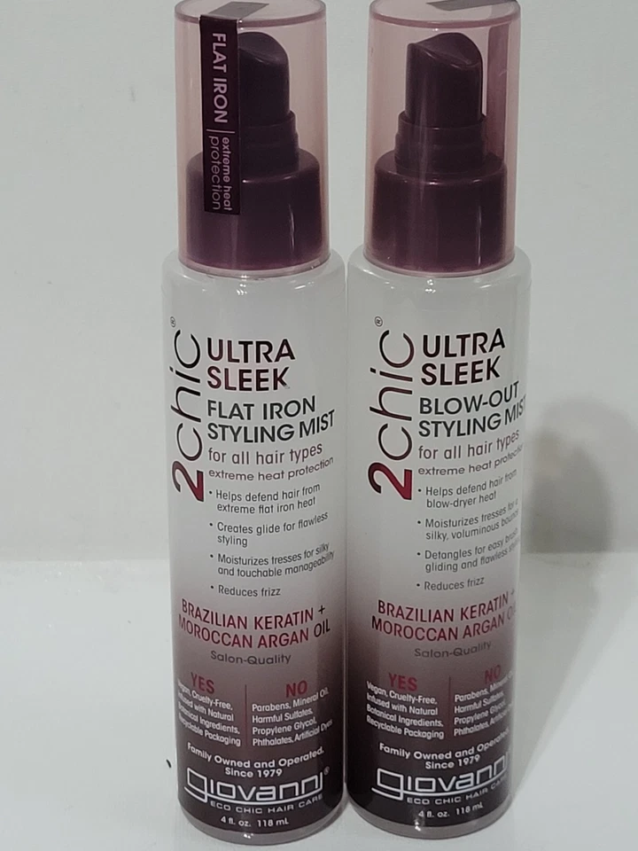 Giovanni 2chic Brazilian Keratin and Argan Oil Flat Iron Styling Mist 4 Fluid Ounce