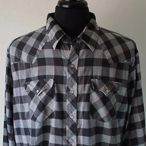 Mens Youngbloods Western Pearl Snap Shirt Black White Check Sz Big 2X - Picture 1 of 7