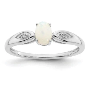 14K Solid White Gold Opal Diamond Ring - Picture 1 of 44