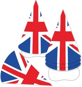 Union Jack Cone Party Hats - 6 Pack - Picture 1 of 4