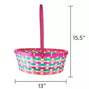 Easter Extra Large round Bamboo Basket, Easter Basket - Picture 1 of 11