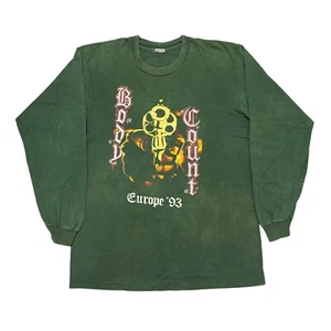 Vintage Body Count Shirt XL Green Long Sleeve Ice T 90s Single Stitch Band Tee - Picture 1 of 16