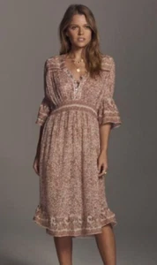 BRIONY MARSH Rosalina Midi Dress Gorgeous Pink Cotton Ladies Size 8 Perfect Cond - Picture 1 of 12