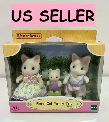 Sylvanian Families Floral Cat Family Trio RARE 5769 Set Calico Critters - Image 1 of 3