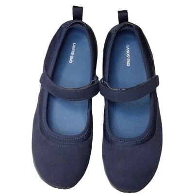 Zapatos Lands' End nuevos sin etiquetas EE. UU. 6,5 = 38 cuero Mary Jane azul control de tracción Foto 1 de 4