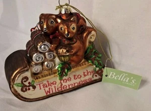 LUSTIGE EICHHÖRNCHEN & SCHLITTEN ORNAMENT BELLA GÄRTEN "BRING MICH IN DIE WILDNIS" NEU MIT ETIKETT - Bild 1 von 6