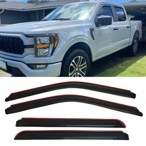 IN-CHANNEL Window Visors Sun Vent Rain Guards Fit 2015-2020 Ford F-150 Supercrew - Foto 1 di 10