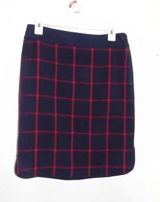 Ограниченная юбка Темно-синий Юбка в клетку на подкладке sz 6 Preppy Office Academia - Изображение 1 из 4
