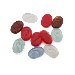 Lot (11) rare Czech antique stag cameo oval glass cabochons 12x8mm - Picture 1 of 2