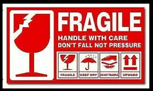 Adesivi Spedizione Fragile Verso l'Alto Non Cadere Non Pressione | 2"x3,5" | 250 Etichette - Foto 1 di 3
