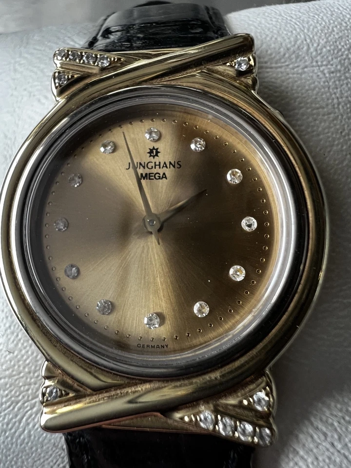 RARITÄT – JUNGHANS MEGA – EDITION – GOLD 585 – DIAMANTEN – FUNKUHR – Damenuhr - Bild 1 von 4