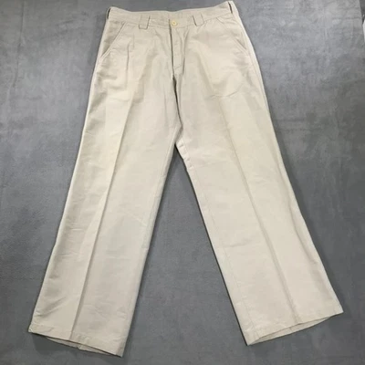 Pantalones Armani Collezioni Para Hombre 34 (Medidas 33x30) Beige Pierna Lateral Rayas Italia * Foto 1 de 4