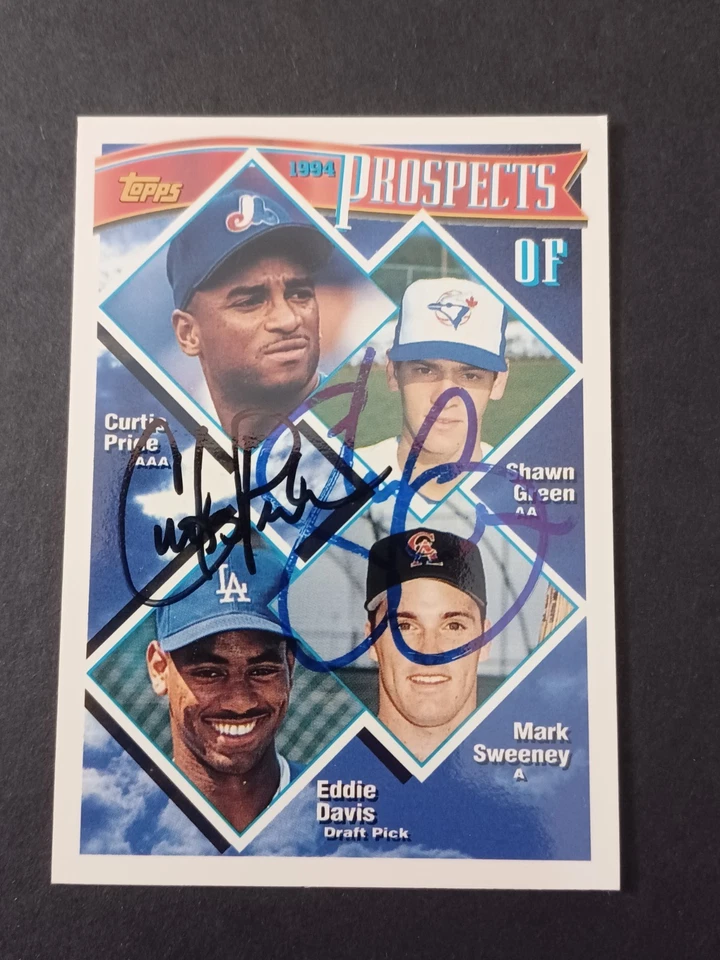 Curtis Pride & Shawn Green Signed 1994 Topps Prospects - Expos, Blue Jays - Auto - Image 1 of 1
