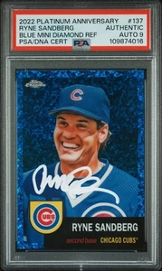 Ryne Sandberg 2022 Topps Chrome Blue Refractor Card #137 Auto PSA 9 34/199 - Picture 1 of 2
