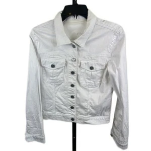 Kut From The Kloth White Denim Jacket Classic Casual Size Medium - Picture 1 of 4
