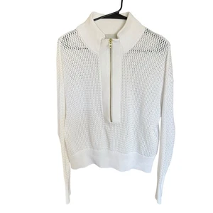 Varley Aurora Half Zip Knit Sweater White XL Coastal Preppy Prep Womens - Picture 1 of 9