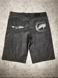 Rare Vintage ECKO UNLTD. Split Logo Denim Jeans Jorts Shorts 90s Y2K schwarz Gr. 40 - Bild 1 von 8