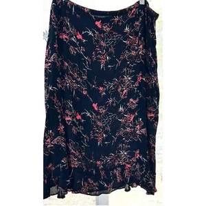 Black Floral Plus Trumpet Skirt 22/24 Kathie Lee Woman Vtg Peasant Goth Whimsy - Picture 1 of 9