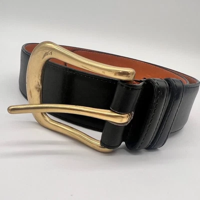 Cinturón de cuero negro Coach 8200 vintage 26/65 cm hebilla de latón macizo piel de becerro EE. UU. Foto 1 de 4