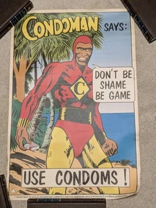 CONDOMAN Indigenous Sexual Health AIDS Poster, 1989 Aboriginal Screenprint, Rare - Imagen 1 de 8