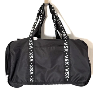 Bolso de Mano Victoria's Secret Logo VSX Nylon Negro Blanco Embalable Plegable - Imagen 1 de 7