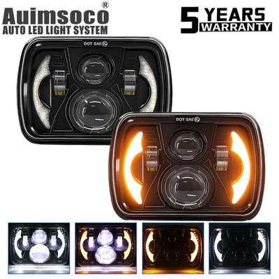 Par de faros LED 5x7 7x6" haz alto/bajo para Dodge D150 D250 1993 1981-1992 Foto 1 de 4