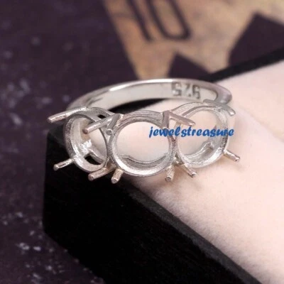 Semi Mount Ring Stone Setting Size 4 X 4 MM Round Shape 925 Sterling Silver Ring - Image 1 of 4