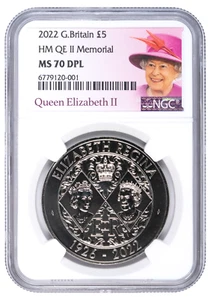 2022 £5 Great Britain NGC MS70 DPL QEII Memorial King Charles III Obv - TOP POP - Picture 1 of 2