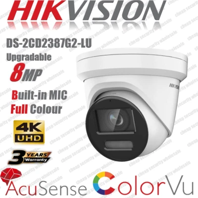 Hikvision 4K ColorVu DS-2CD2387G2-LU Full-Color AcuSense 8MP IP Camera Mic PoE - Image 1 of 4