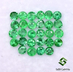 Natural Emerald Round Cut 2/2.15 mm Lot 28 Pcs 1.45 Cts Untreated Loose Gemstone - Picture 1 of 5
