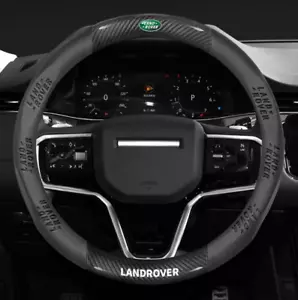 15" PU Leather+Carbon fiber Steering Wheel Cover For 1948-2025 Land Rover - Picture 1 of 10