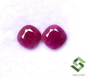 6x6 mm Certified Natural Ruby Cushion Cut Pair 3.00 CTS Faceted Loose Gemstones - Picture 1 of 9