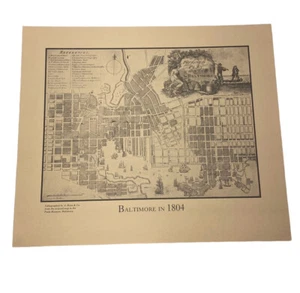 A Hoen Litho Map Of Baltimore City Maryland In 1804 Unframed Lithograph Art - Picture 1 of 8
