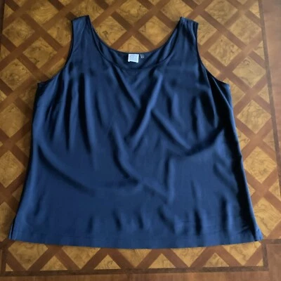 Camiseta sin mangas de seda Dana Buchman DB talla grande 2XL dinero antiguo silenciosa lujo caprichoso Foto 1 de 4