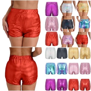 Women Shorts Rave Boyshorts Shiny Hot Pants Clubwear Bottoms Slim Fit Costume - Picture 1 of 74