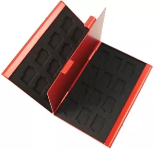 Red Aluminum Memory Card Case w/ 24 Slots for Micro SDHC Card SanDisk Kingston - Picture 1 of 4