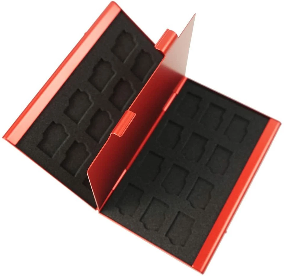 Red Aluminum Memory Card Case w/ 24 Slots for Micro SDHC Card SanDisk Kingston - Image 1 of 4